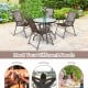 Set of 4 patio folding sling chairs with steel frame, breathable fabric, ideal for outdoor dining and relaxation.